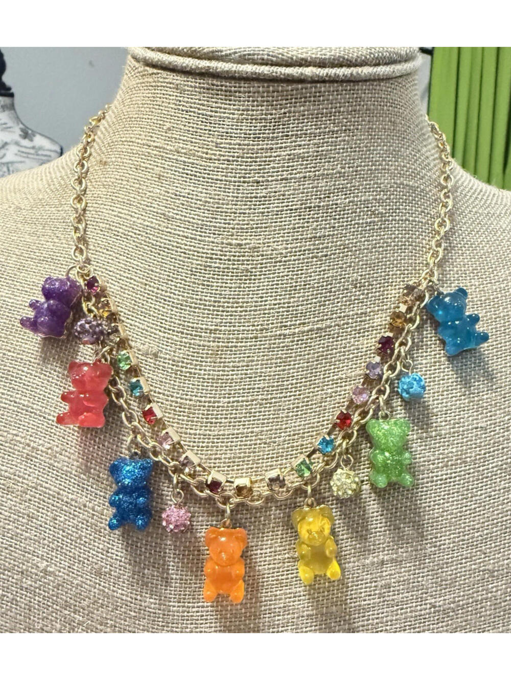 ✨🐻 Betsey Johnson Gummy Bear Rainbow Rhinestone Necklace